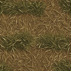 Detailed seamless texture of wild field grass. A natural camouflage pattern with dry brown and lush green stalks for outdoor and environmental concepts.