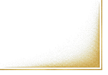 Golden glitter sparkle border corner isolated on transparent background