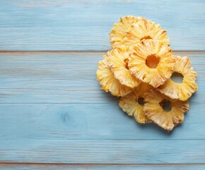 Dried Pineapple Slices, on the table, with space for copying