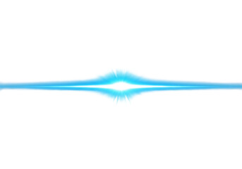Abstract glowing blue and cyan light streaks with fiery red center and subtle reflections isolated on transparent background