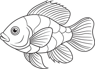 Oscar fish cartoon illustration perfect for kids’ activity books and sea themed creative resources