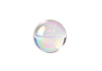 A single iridescent pearl with soft rainbow reflections and highlights isolated on a transparent background for design isolated on transparent background