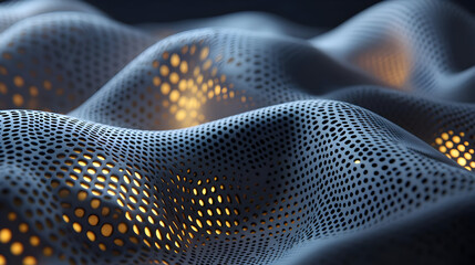 Abstract Design With White Surface And Glowing Gold Dots