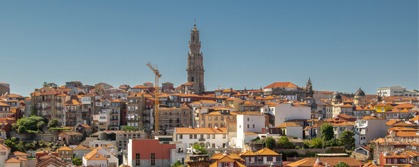 Aerial view of ribeira district, porto city, portugal