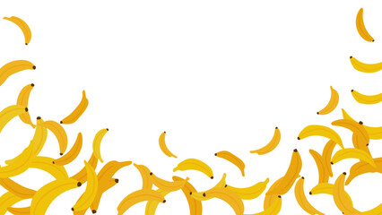 Yellow banana isolated on transparent background. Frame or border design