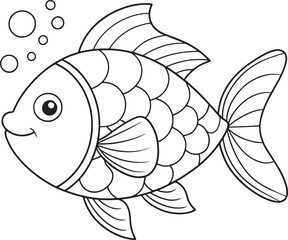 Pollockfish cartoon with bubbles ideal for fun underwater learning materials and kids educational illustrations