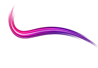 Abstract flowing brush stroke with vibrant pink and purple gradient colors creating a dynamic and elegant curved shape isolated on transparent background