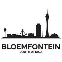 Fototapeta premium Bloemfontein skyline horizontal banner. Bloemfontein, South Africa. Vector template for your design. Vector black silhouette. with white background