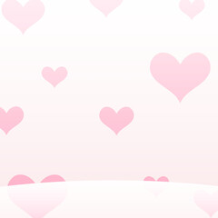 正方形背景　手描き素材　ピンクでかわいい沢山のハートと白い足場　抽象背景イラスト