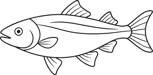 Salmon fish outline drawing perfect for sea life educational materials and creative ocean themed designs
