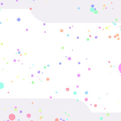 正方形背景　手描き素材　シンプルなベクター風のカラフル水玉と丸みのあるグレーフレーム　抽象背景イラスト