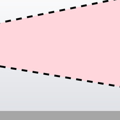 正方形背景　手描き素材　斜めの切り取り線の入った白とピンクのシンプル調　抽象背景イラスト