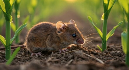 Field Mouse in Sunlight, Close-up