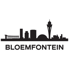Fototapeta premium Bloemfontein skyline horizontal banner. Bloemfontein, South Africa. Vector template for your design. Vector black silhouette. with white background