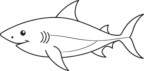 Shark cartoon outline perfect for creative coloring pages and marine educational resources for kids