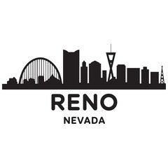 Reno skyline horizontal banner. Reno, Nevada. Vector template for your design. Vector black silhouette. with white background