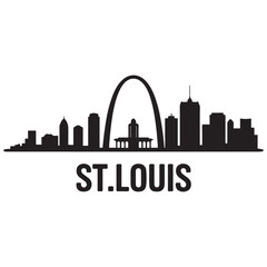 Fototapeta premium Vector St.Louis skyline. Travel St.Louis famous landmarks. Business and tourism concept for presentation, banner, web site. Vector black silhouette. with white background