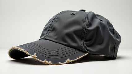 Baseball cap with frayed brim and faded fabric
