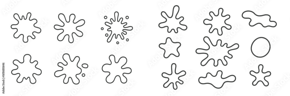 Poster shapes of splashes showcasing various designs suitable for creative projects and digital illustratio