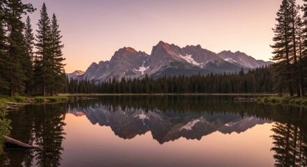 Mountain Reflection at Sunset - Serene Landscape Scene