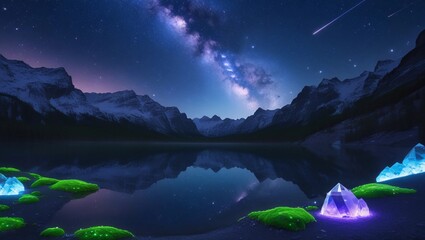 mountain landscape with lake