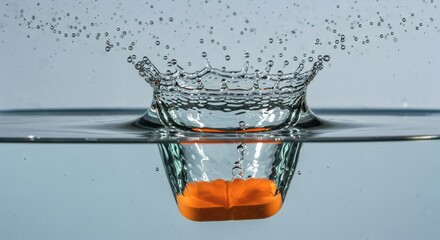 Orange Tablet Splashing in Water, High-Speed Photography