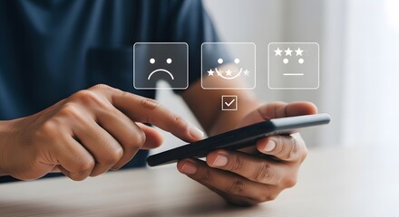 Customer satisfaction survey on smartphone app feedback form online rating experience review