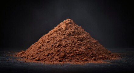 Pile of Cocoa Powder on Dark Surface