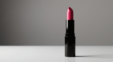 Pink Lipstick on White Surface with Gray Background - Beauty Product