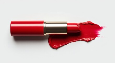 Red Lipstick with Smear on White Background
