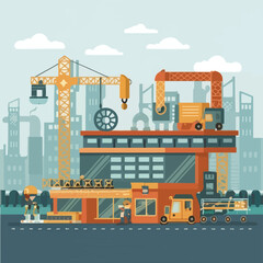 Fototapeta premium illustrations vector construction industry building machine 
