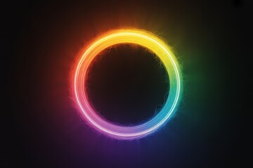 Glowing rainbow circle with wispy edges abstract background