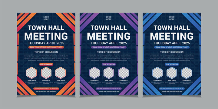 Town Hall Meeting Flyer Templates, vector illustration eps 10. - Powered by Adobe