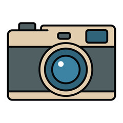 Retro Camera Icon Flat Vector Illustration
