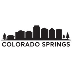 Obraz premium Colorado Springs skyline silhouette. Black Colorado Springs city. Vector black silhouette. with white background