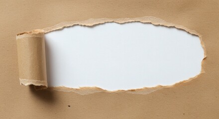 Torn Brown Paper with White Background - Copy Space