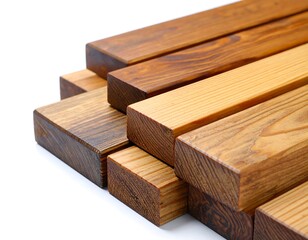 Stacked wooden planks in various shades