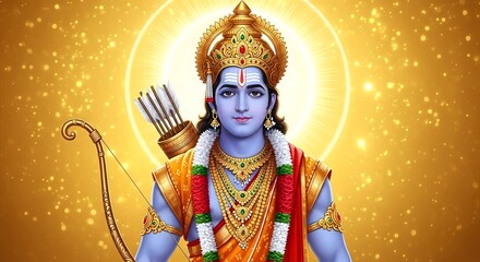 Lord rama illustration hindu god ram navami festival india indian mythology spiritual art