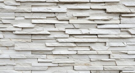 White Stone Brick Wall Texture - Modern Architectural Background