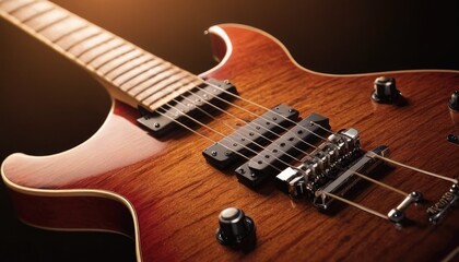 Vertical shot of a brown acoustic guitar on the ground
5