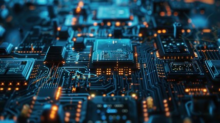 Obraz premium Electronic circuit board closeup