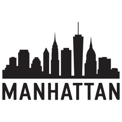Obraz premium Manhattan skyline silhouette. Black Manhattan NYC city. Vector black silhouette. with white background