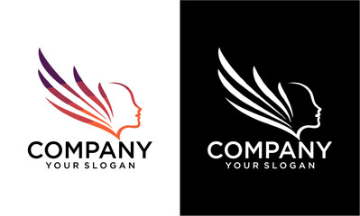 Creative wing with face logo