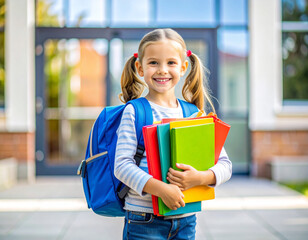 young girl with books