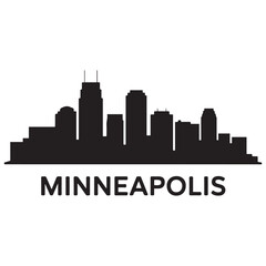 Fototapeta premium Minneapolis skyline horizontal banner. Minneapolis, Minnesota. Vector template for your design. Vector black silhouette. with white background