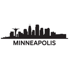 Fototapeta premium Minneapolis skyline horizontal banner. Minneapolis, Minnesota. Vector template for your design. Vector black silhouette. with white background