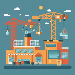 Naklejka premium illustrations vector construction industry building machine 