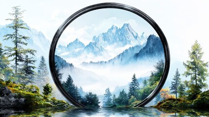 A photographer captures a breathtaking mountain vista through their camera lens showcasing stunning scenic beauty and tranquil nature reflecting a picturesque travel adventure.