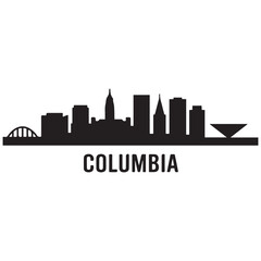 Obraz premium Columbia skyline horizontal banner. Columbia, South Carolinaa. Vector template for your design. Vector black silhouette. with white background