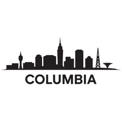 Fototapeta premium Columbia skyline horizontal banner. Columbia, South Carolinaa. Vector template for your design. Vector black silhouette. with white background